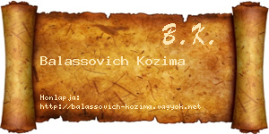 Balassovich Kozima névjegykártya